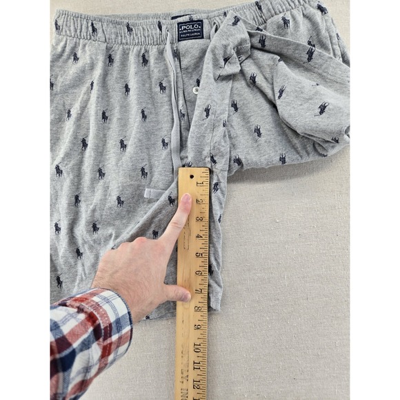 Polo Ralph Lauren Sleep Shorts Mens Medium Gray Pony Logo Sleepwear Pajama AOP - Picture 5 of 6